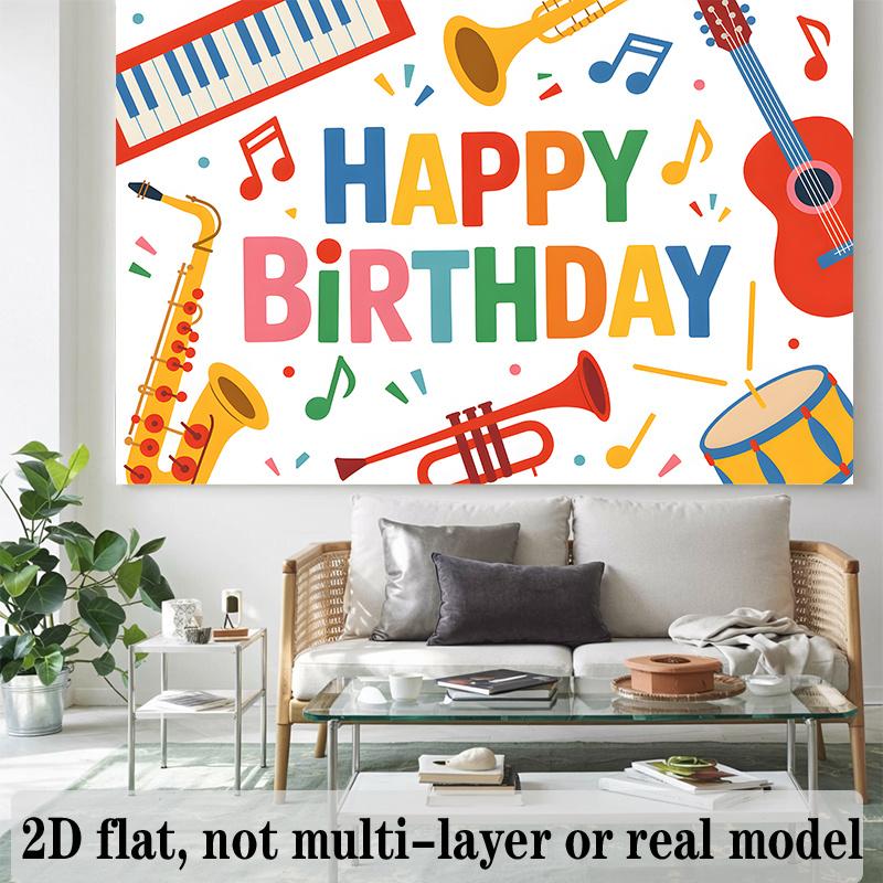 Party Backdrop Flat Musical Instruments Fiber Photo Booth Background Birthday Party Decor