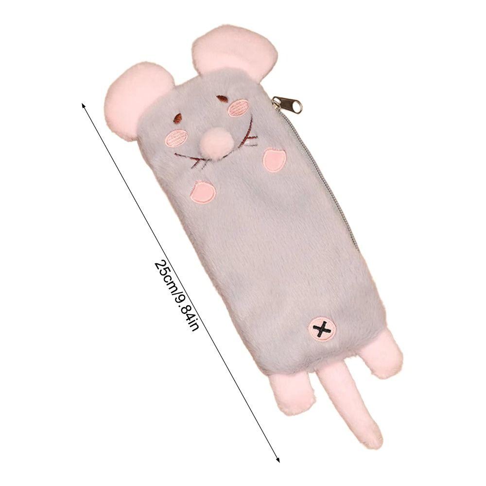 Soft Touch Flower Branch Rat Pencil Pouch Portable Stationery Pouch Office Supplies