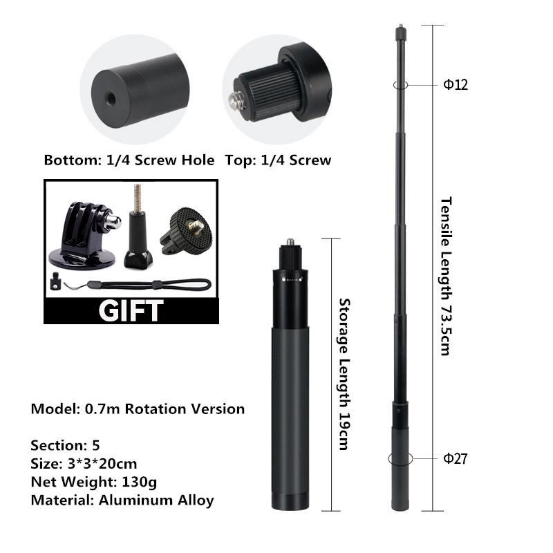 Палка для селфи для Insta 360 X4 X3 X5 Bullet Time Вращающаяся ручка Штатив Для Go Pro 13 12 DJI Алюминиевые аксессуары для палки для селфи