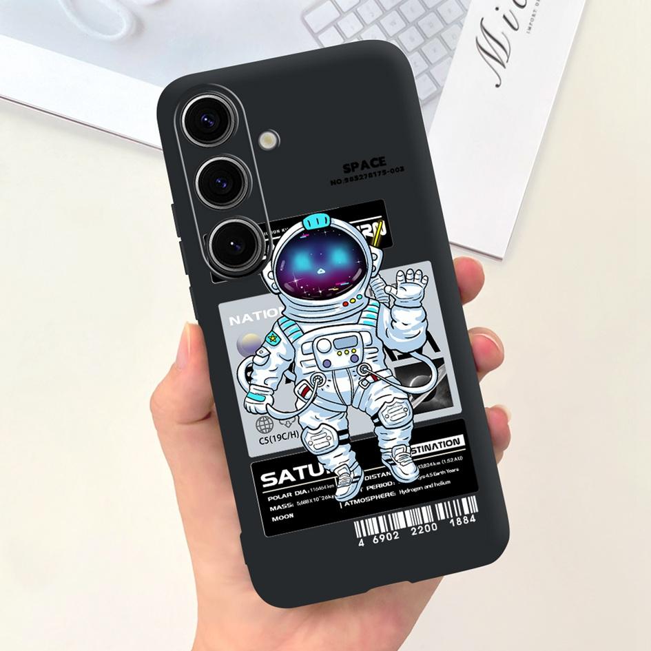 Чехол для Samsung Galaxy S24 Plus Милый Желтый Утенок Астронавт Матовый Силиконовый Мягкий Чехол для Samsung S 24 S24 Ultra S24+ 5G Funda