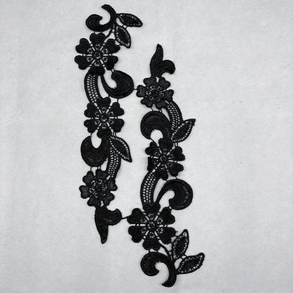 Black Water-Soluble Lace Polyester Light Embroidery Flower Patch Hollow Cloth Sticker Flower Diy Clothing Accessories