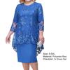 1 Set Elegent Beauty Lady Dress Plus Size Midi Cover Up Dress Embroidery Lace Flower O-neck High-Waist 44624 Sleeve Lady
