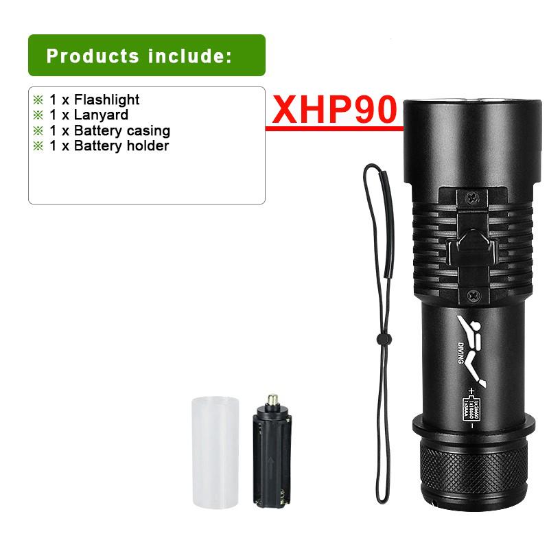 Профессиональный фонарь для дайвинга Подводный фонарь XHP90 18650 Мощный перезаряжаемый фонарь для дайвинга Водонепроницаемый ручной фонарь