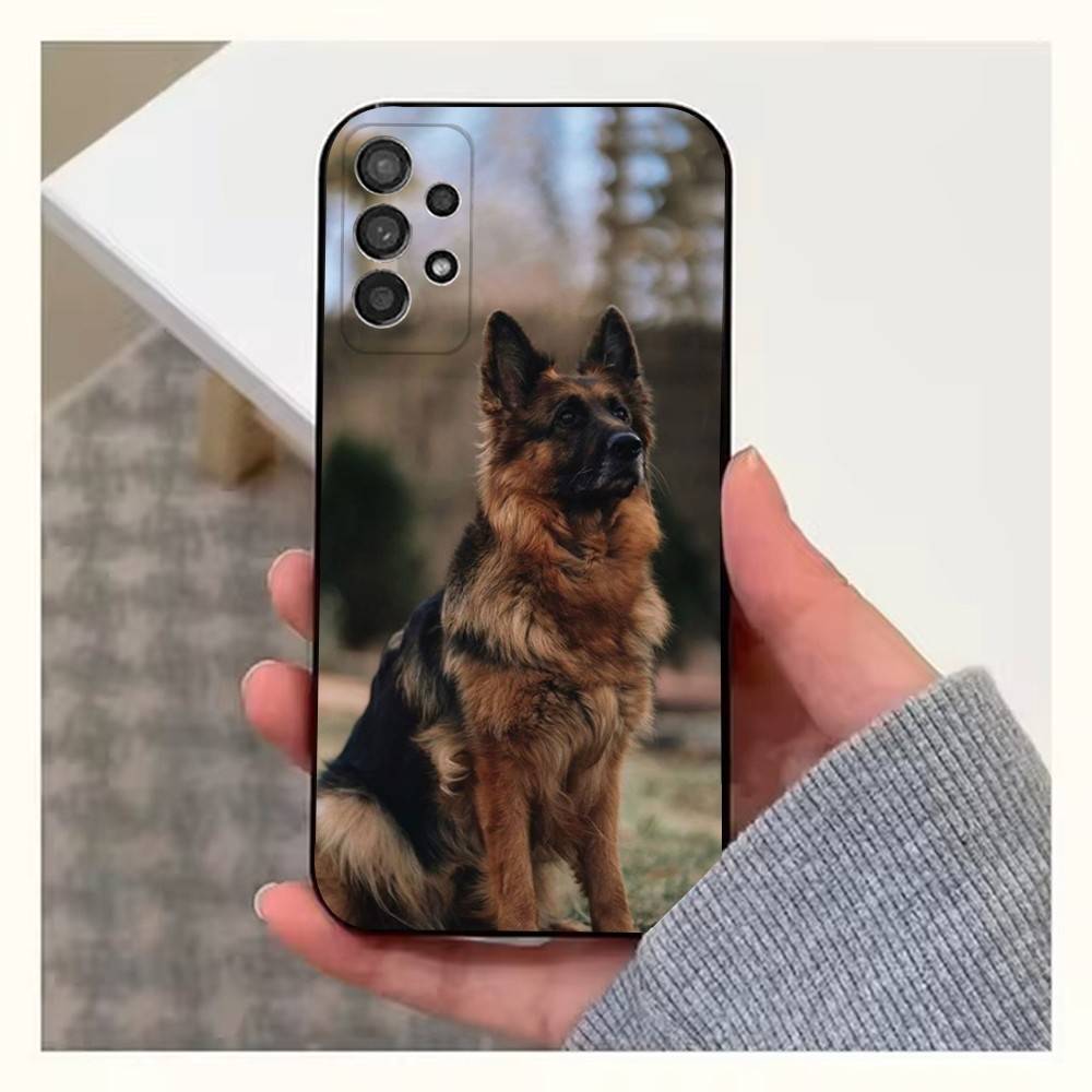 Телефон с собакой Немецкая овчарка Для Samsung S22, Ultra, S25, S24, S23, FE, Plus, S21, S20, Lite, S10, S9, Мягкий силикон, Черный