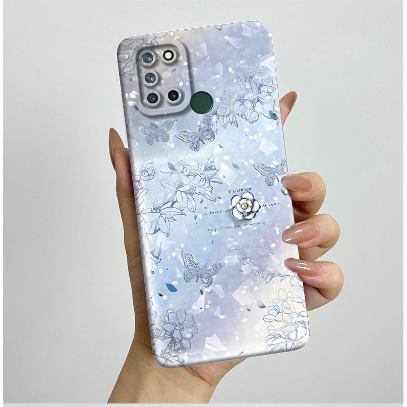 Phone Case For Realme 7I RMX2103 C17 Shockproof Case For Realme C17 Pretty Flowers Liquid Soft Silicone Back Cover Bumper Fundas