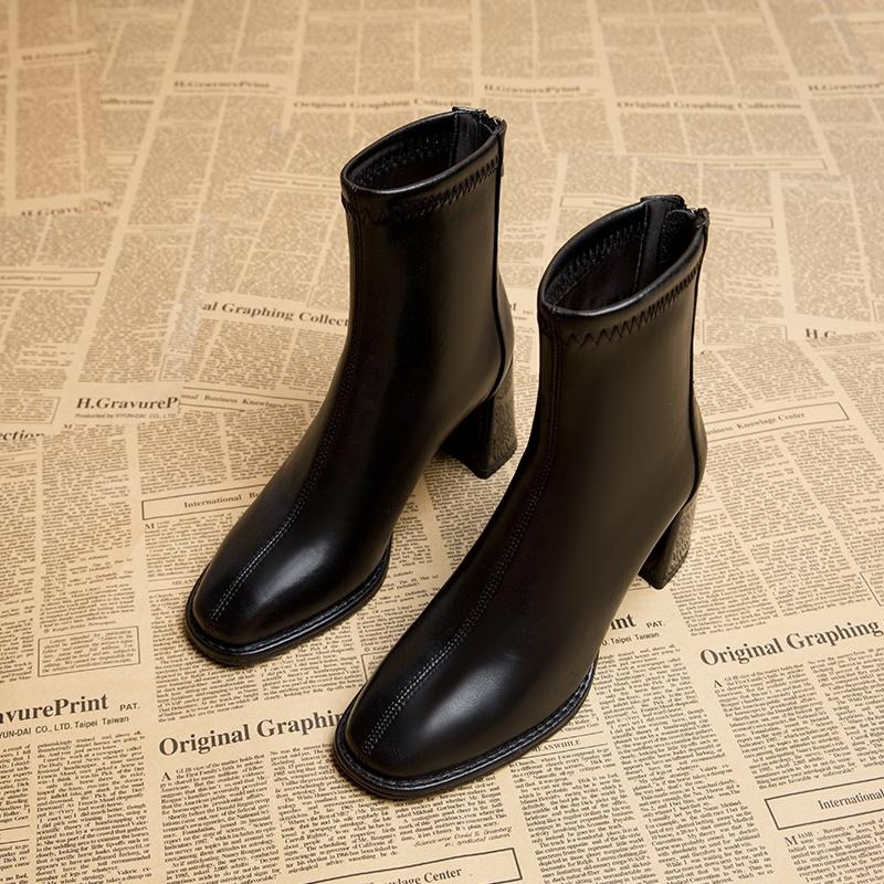 Women with Square Head and Thick Heels In Autumn and Winter 2025 New Women's Short Boots High Heels and Fashion Ankle Boots
