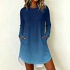 Женское повседневное платье с длинным рукавом и принтом на шее