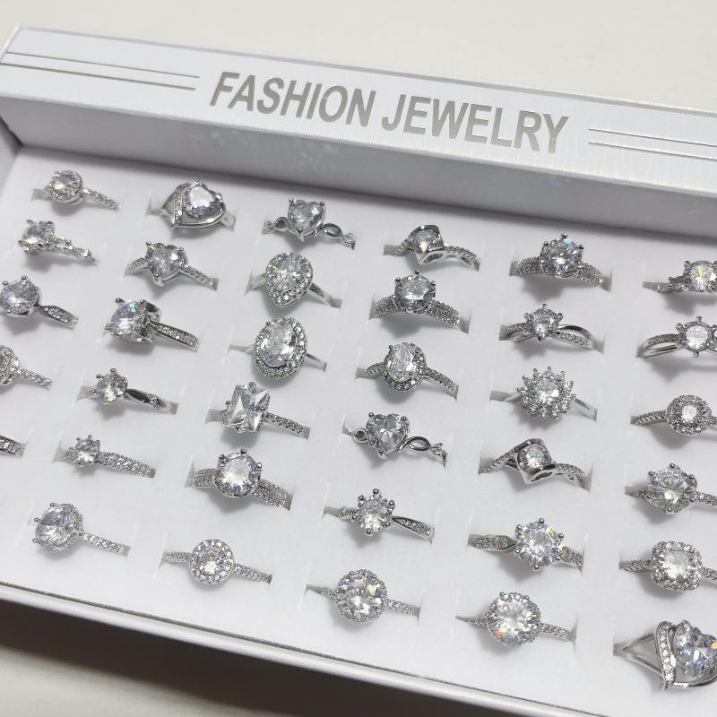 10Pcs Lady zirconia ring, simple and retro ring, wedding ring, party accessory