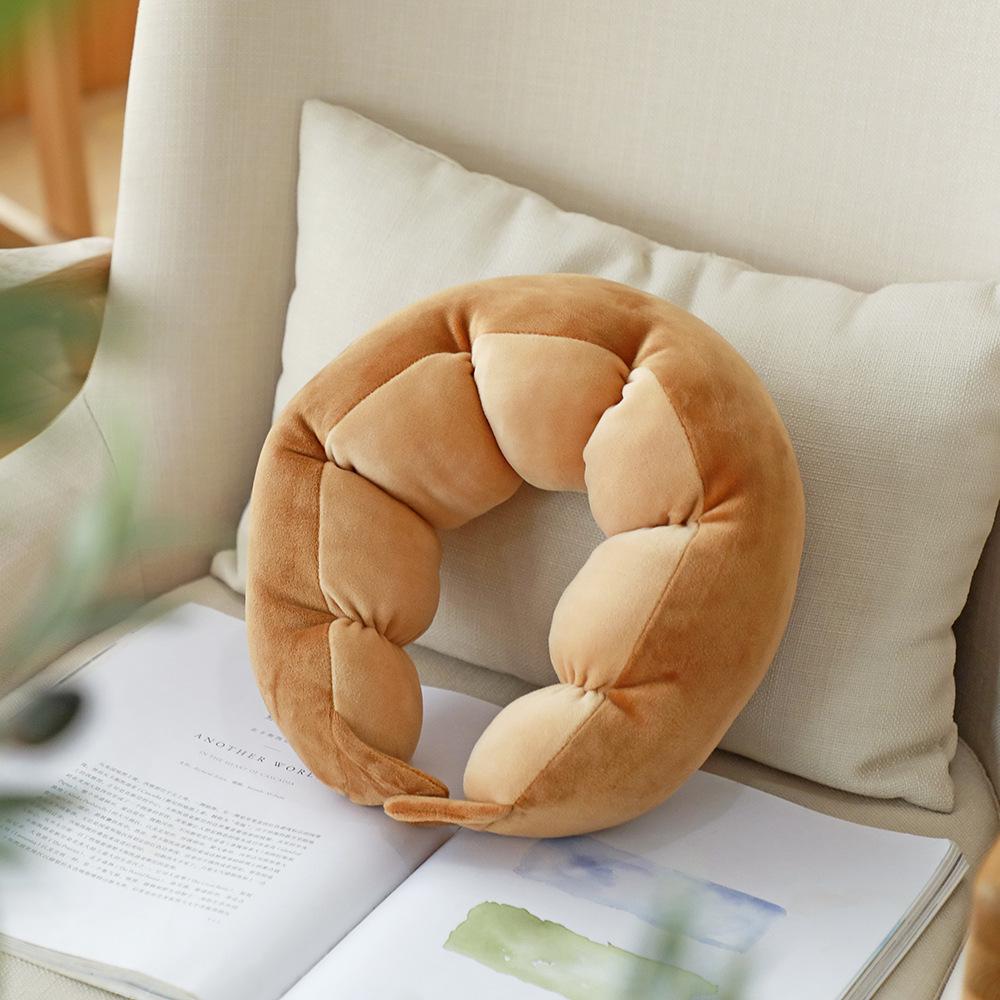 Мягкая плюшевая U-образная подушка для шеи с мультяшным рисунком, идеально подходящая для путешествий на открытом воздухе – портативный подголовник из полипропиленового хлопка.