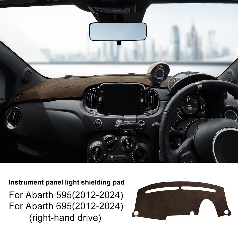 Фланелевый коврик на приборную панель для Abarth 595 695 (2012-2024 гг.) Fiat 500 (2012-2019 гг.) - Автомобильный коврик в салон с защитой от бликов и солнца
