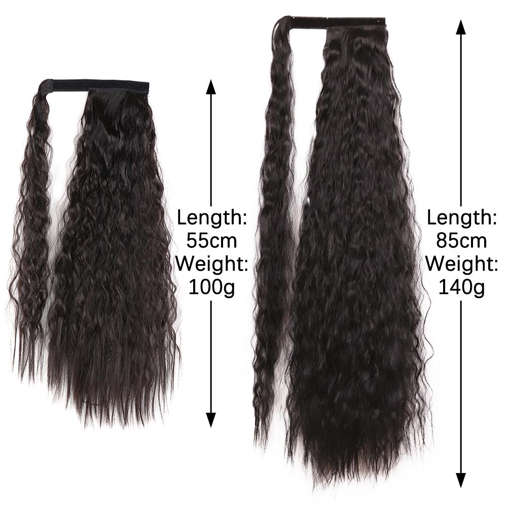MISS WIG Synthetic Long Wavy Ponytail Hairpiece Natural Blonde Brown Wrap Around Hair Extensions for Women