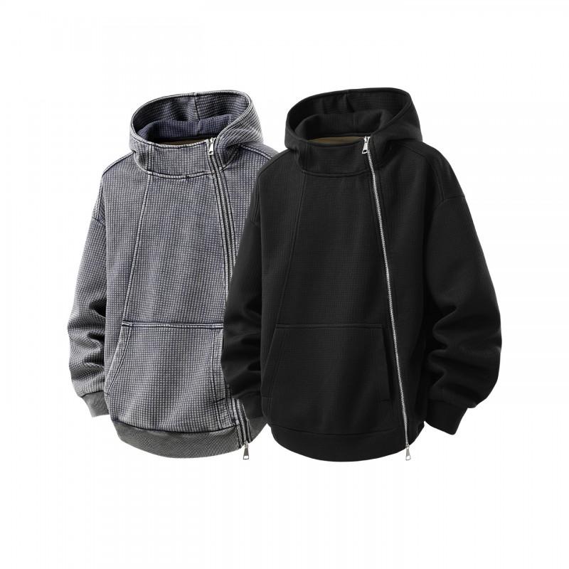 Winter Outdoor Hooded Sweatshirt Men Women Loose Fit Casual Sportswear Zip Detail
