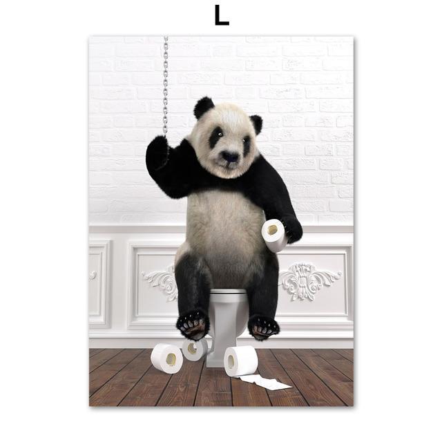 Юмор для ванной комнаты животное динозавр кролик акула лиса настенная живопись печать холст живопись ванна плакат настенные панно туалет домашний декор