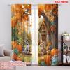 2pcs,2D Plane Printing Popular Curtains Fall Animal Party Durable 100% Polyester Fabric (without Rod) Decorations Inside Ldeal