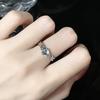Niche Design Moonstone Ring, Female Gemstone, High-End Irregular French Fold, High-End Personalized Open Ring