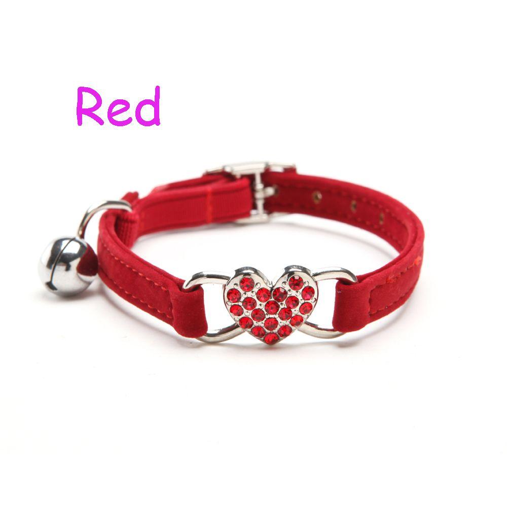 Puppy Cat Kitty Elastic Velvet Pet Necklacce Bell Heart Shape Dog Collar
