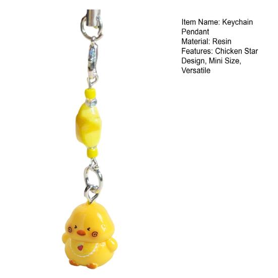 Keychain Pendant Resin Smooth Shiny Mini Size 3D Yellow Chicken Star Bead Design Keyring Bags Mobile Phone