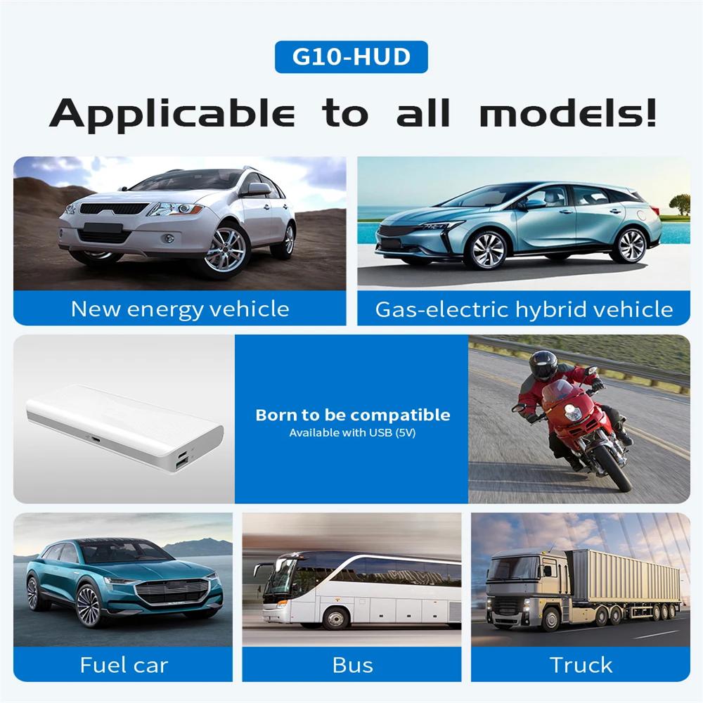 HD G10 Digital Head Up Display Big Font Car HUD GPS Speedometer with Over Speed Alarm Compass Electronic Screen Fit For All Cars