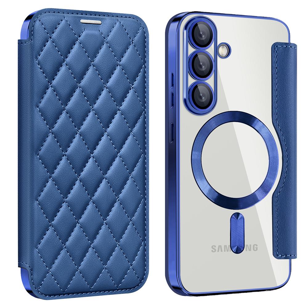 Чехол для Samsung Galaxy S25, совместимый с чехлом для телефона MagSafe Rhombus из искусственной кожи