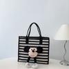 Ins сумка большая вместительная сумка женская 2025 новая модная полосатая сумка-тоут повседневная дорожная на плечо холщовая сумка