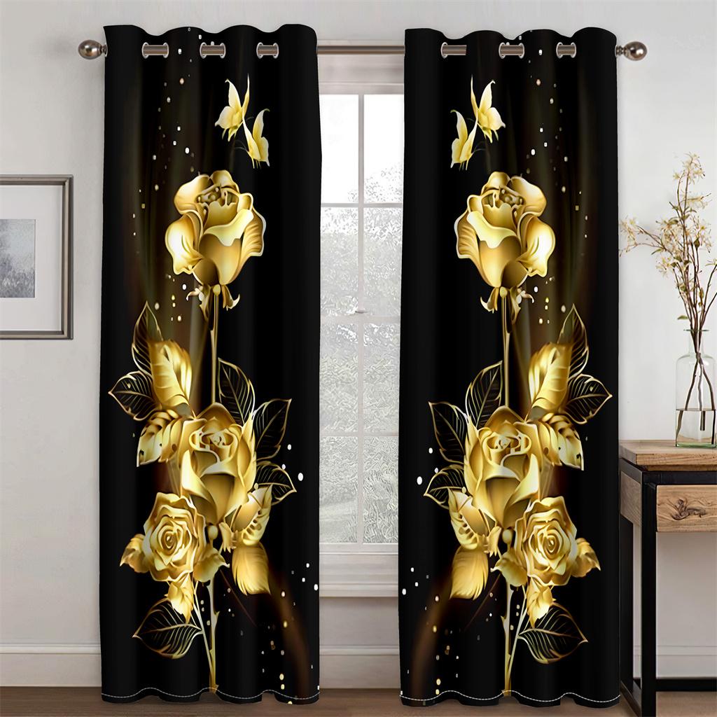 3D садовые простые стильные шторы с розовым цветком, 2 панели, детская комната для девочек, спальня, гостиная, кухня, украшение для дома, шторы