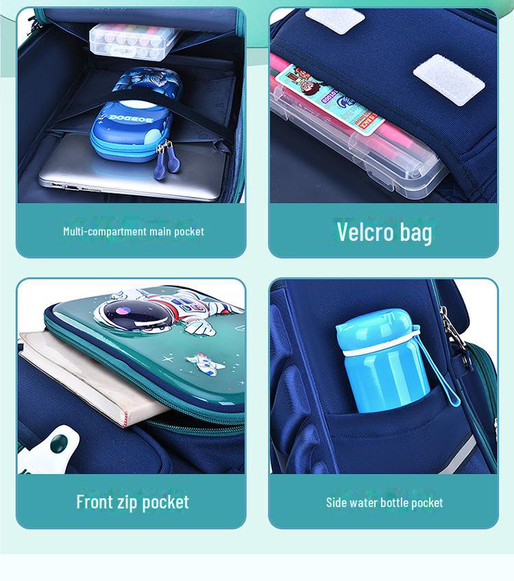 Durable Cartoon School Backpack for Boys, Grades 1-6: Large Capacity