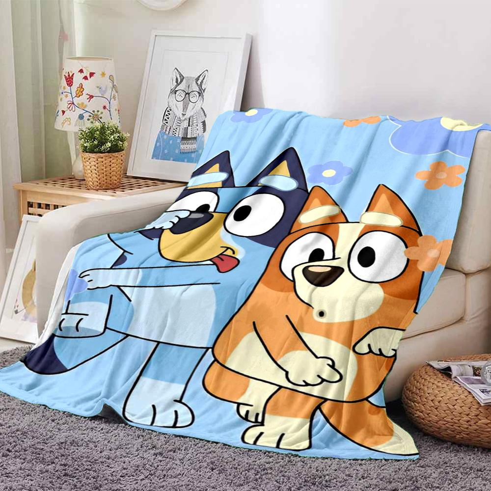 Bluey Theme Printed Blanket - Perfect for Couch, Bed, Travel & Outdoor Use | Machine Washable, Cozy & Durable.