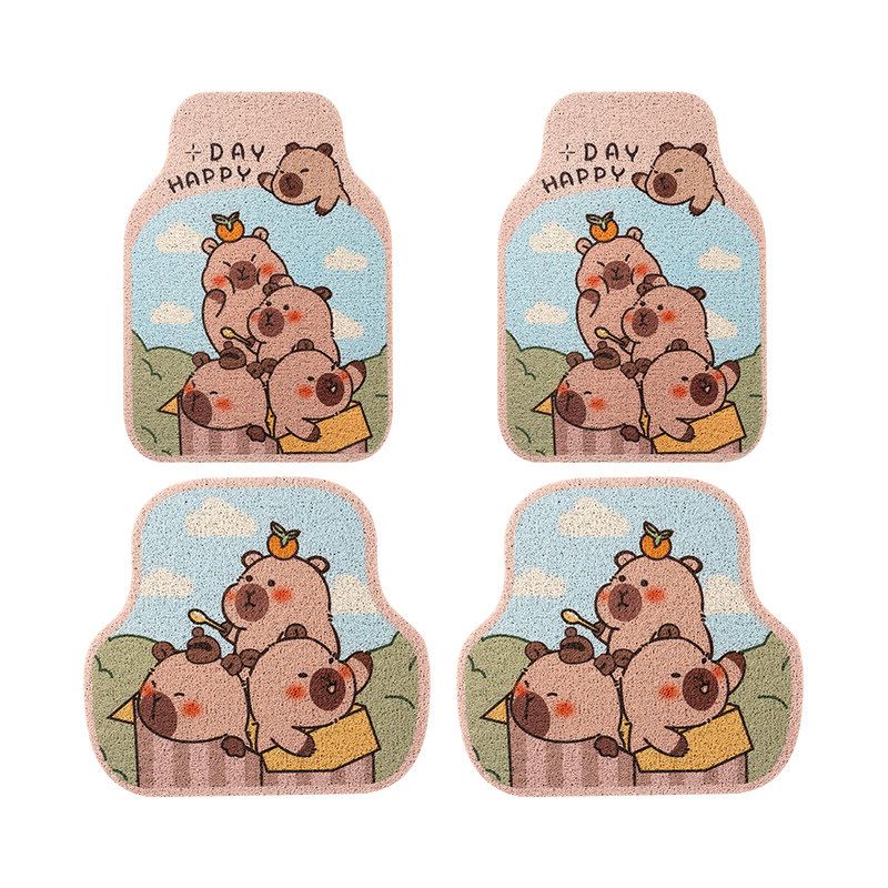 Car Foot Mat Neutral Wire Ring Cartoon Main Driving Single Piece Foot Mat Anti-Dirty Floor Mat Carpet Cute Mat