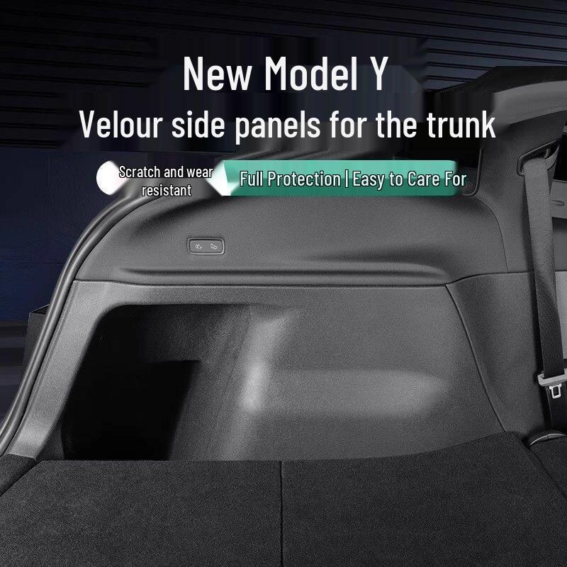 Tesla Model Y Trunk Corner Protector Panels - Flocked Interior Accessories for Both Sides