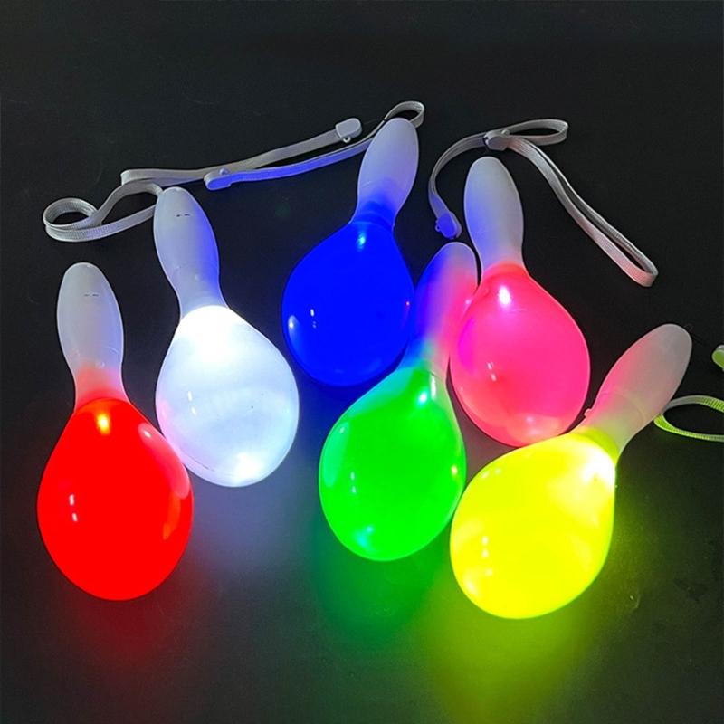 10Pcs/Pack Glowing Sand Hammer Toy Hand Shakers LED Maracas Flashing Light Lamp Birthday Party Favors-(Random Color)