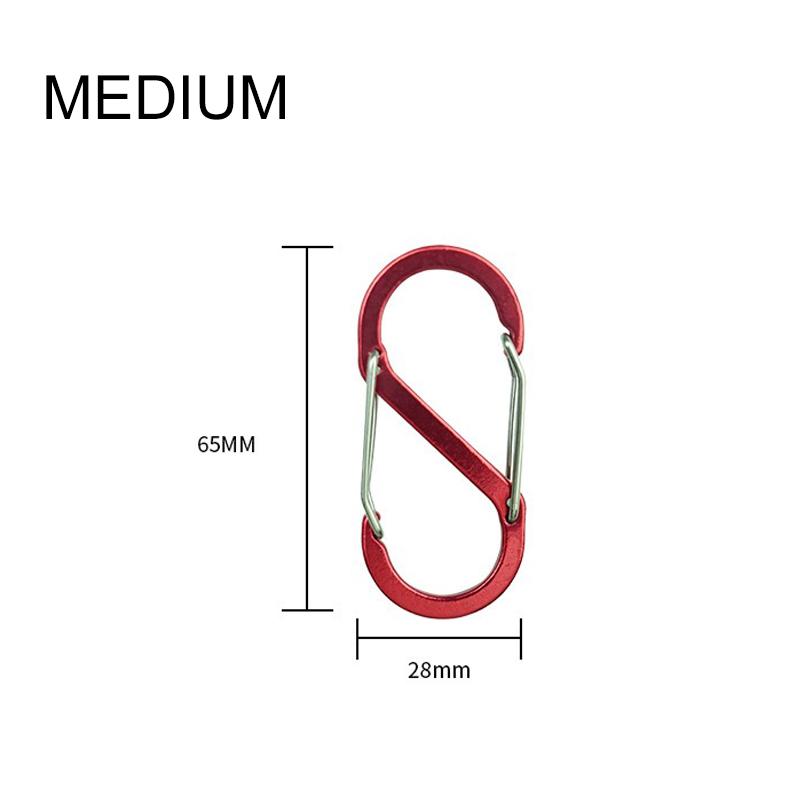 S-образный двойной карабин, брелок, замки-молнии для рюкзаков, карабин, скользящий замок, алюминиевый сплав, большой, средний, маленький карабин для кемпинга