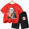 Demon Slayer Ghost Blade Character Print Kids T-Shirt Casual Shorts Anime Comic Design Summer Comfortable Daily Wear Outfit Set