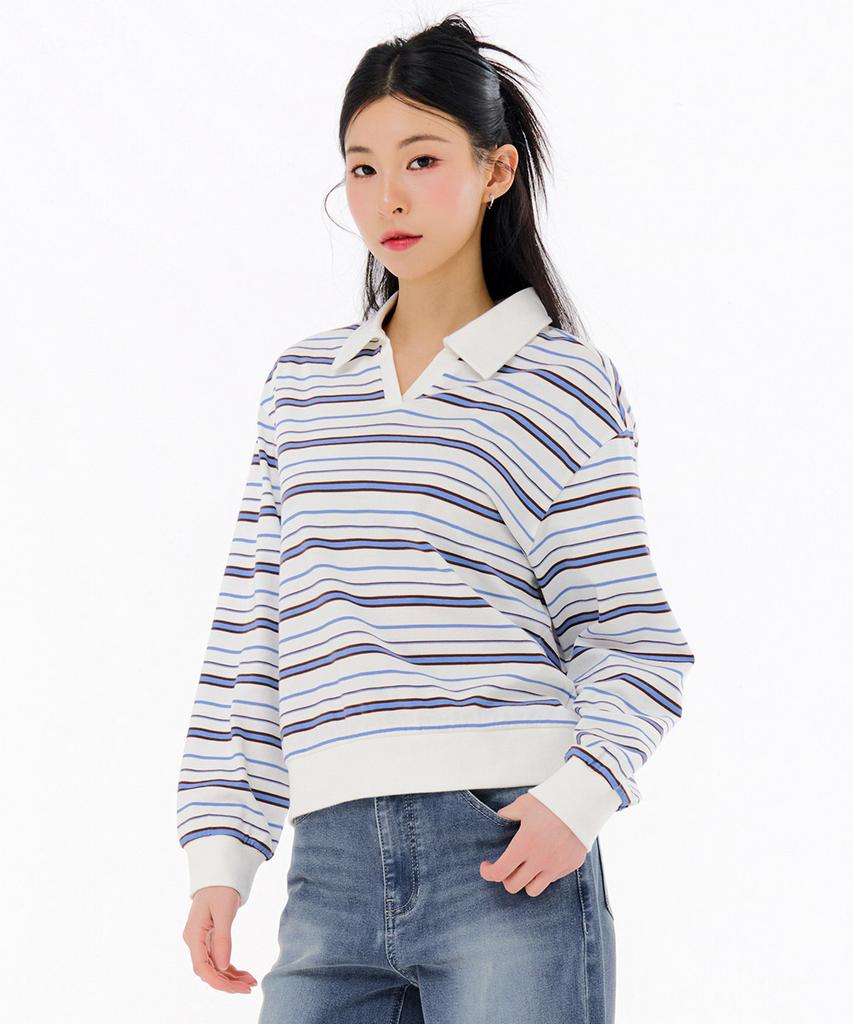 CHASECULT Women'S Striped Open Collar T-Shirt-Farg5166B0A
