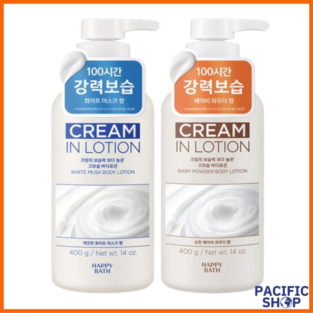 HAPPY BATH Крем-лосьон 2 вида 400 г (Белый мускус/Детская присыпка)