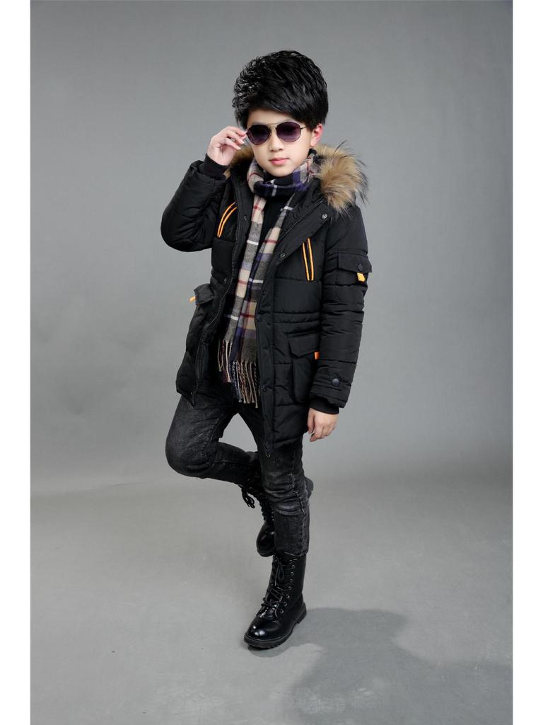 2023 Мальчиковая куртка средней длины с хлопковой подкладкой - Толстый, теплый пух для осени и зимы