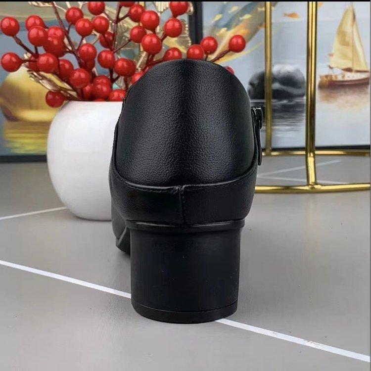 Женская обувь с глубоким вырезом, на толстом каблуке, женская весенне-летняя, материнская, из мягкой кожи, на среднем каблуке, осенние британские маленькие кожаные туфли, на плоском каблуке