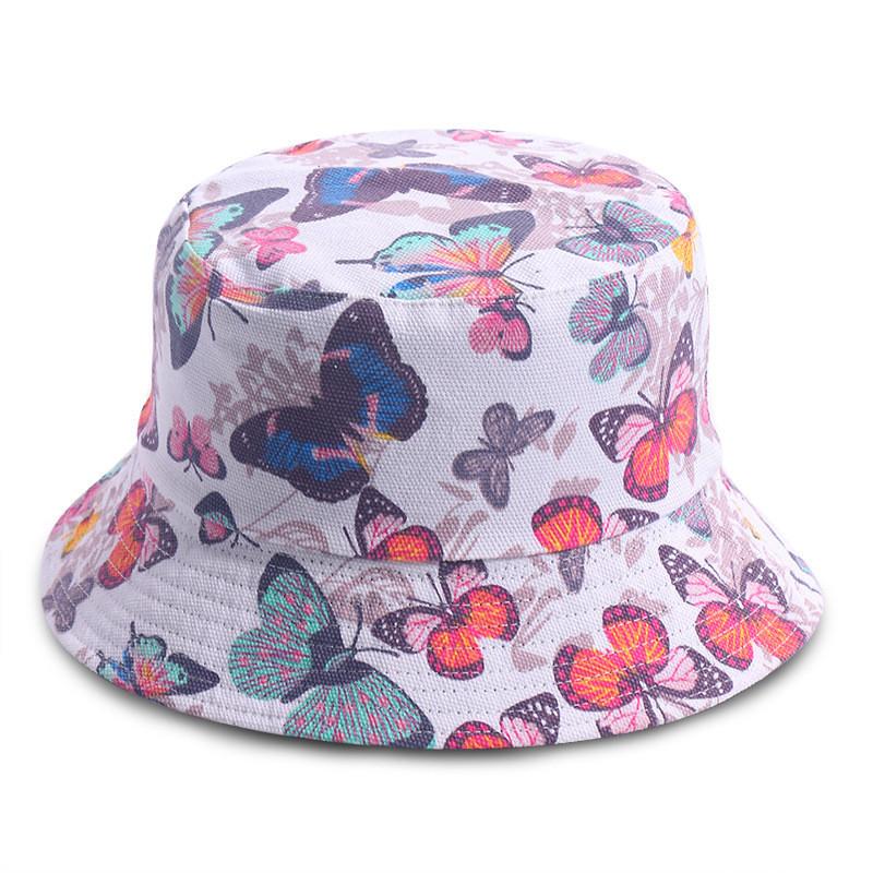 Korean Chic Fisherman Hat Women's Spring Summer Fashion Sunscreen Butterfly Print Bucket Hat Trendy
