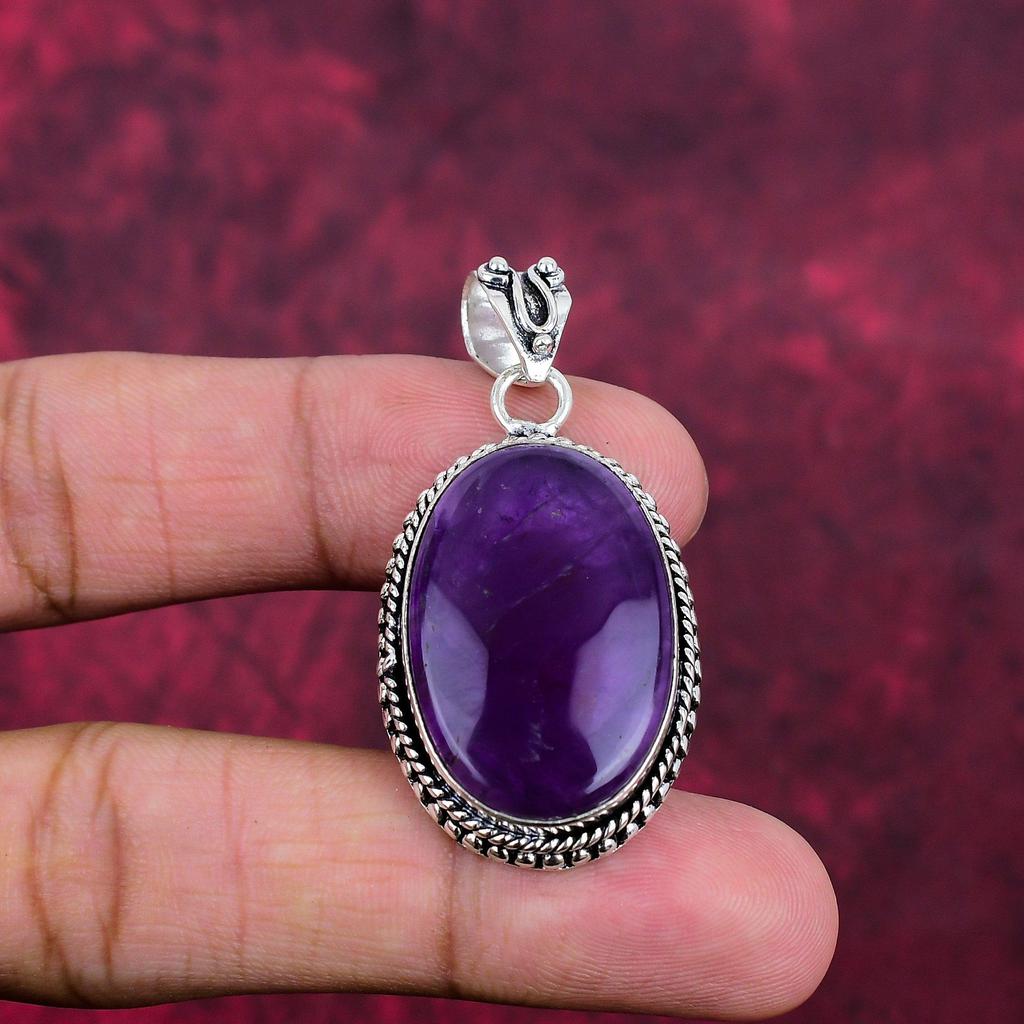 Подвеска с аметистом, ювелирные изделия из драгоценных камней, подвеска из цельного серебра 925 пробы, подарок для женщин, подвеска ручной работы