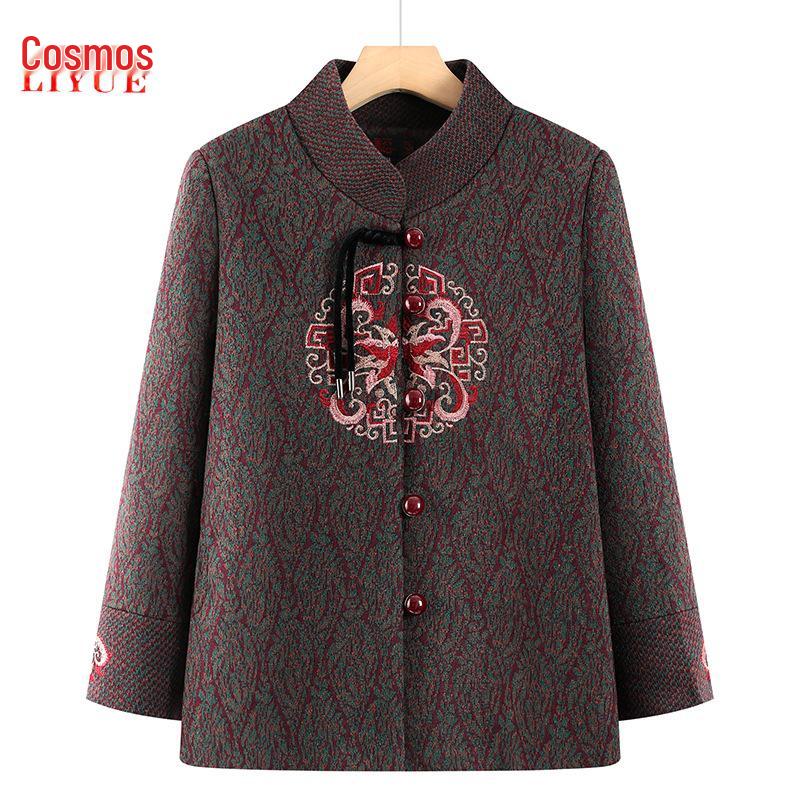 Осеннее шерстяное пальто для женщин среднего и пожилого возраста