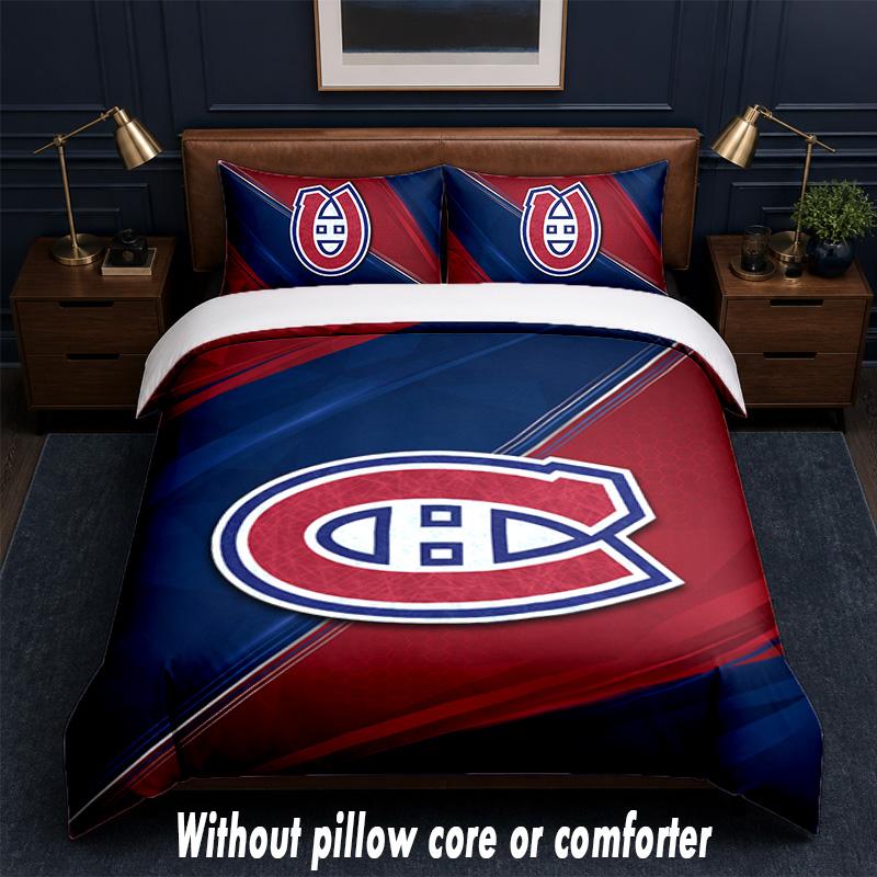 Дизайн Montreal Canadiens Комплект постельного белья 1 пододеяльник + 2 наволочки Мягкое дышащее домашнее постельное белье