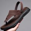 2024 New Shoes for Men Summer Genuine Leather Sandals Fashion Soft Latex Insole Casual Slipper Cool Beach Shoes