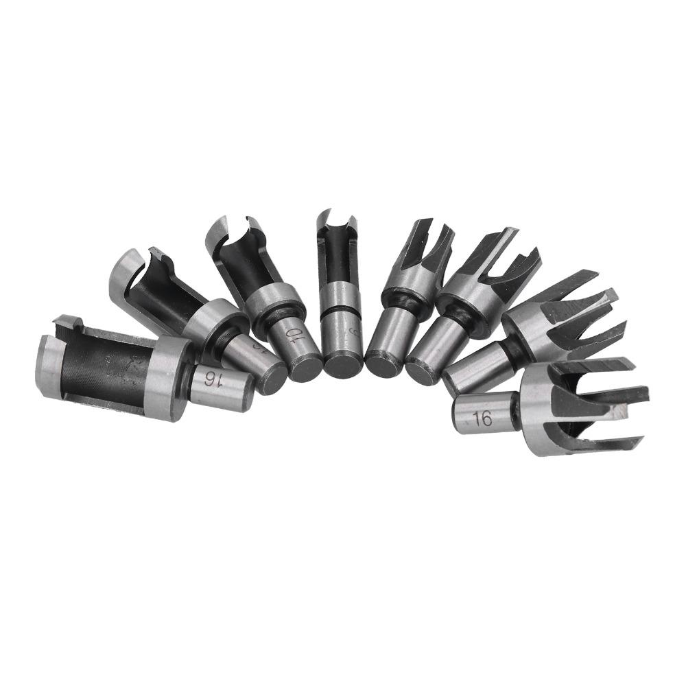 8pcs Straight and Tapered Taper Wood Plug Cutter Drill Bit Set Woodworking Drilling