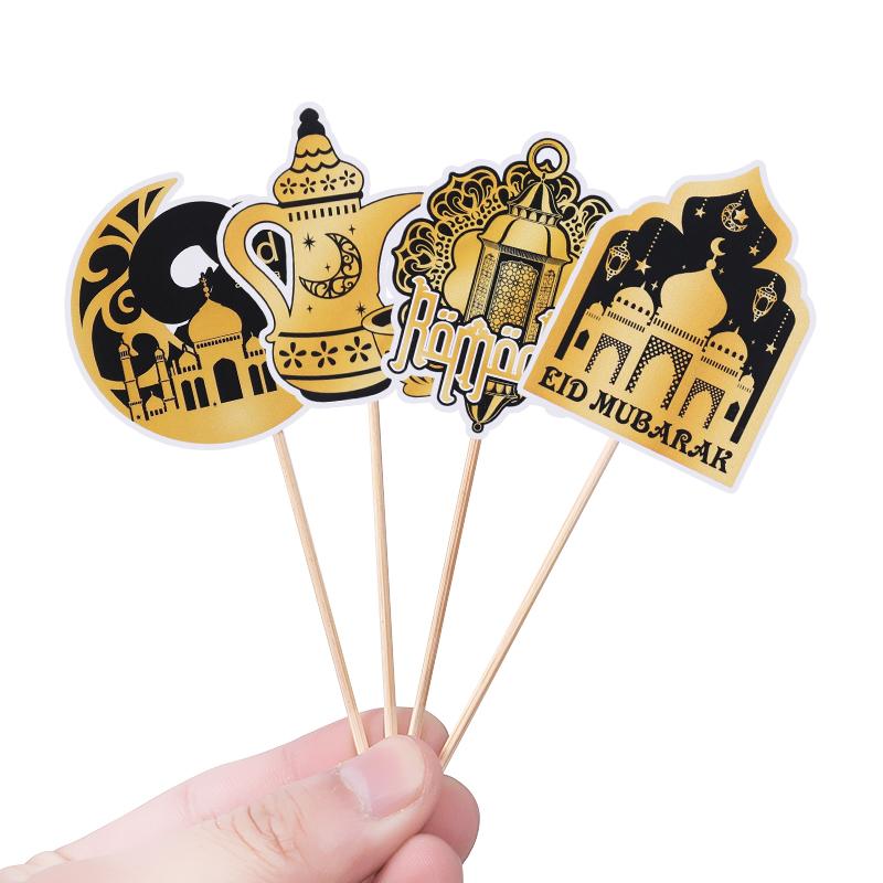 12/36 шт. Топпер для кексов Ид Мубарак Луна Звезда Мечеть Украшение для торта Десерта Сделай сам Исламская мусульманская вечеринка Инструмент для выпечки Рамадан 2025