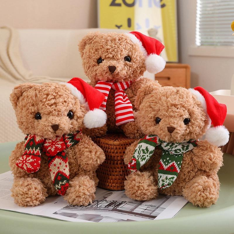 Cute Teddy Bear Doll Transformed Into Santa Claus Couple Bear Doll Plush Toy Christmas Gift