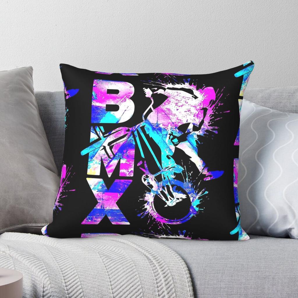 Purple Bmx Bike Square Pillowcase Polyester Linen Velvet Pattern Zip Decor Pillow Case Home Cushion Cover Wholesale