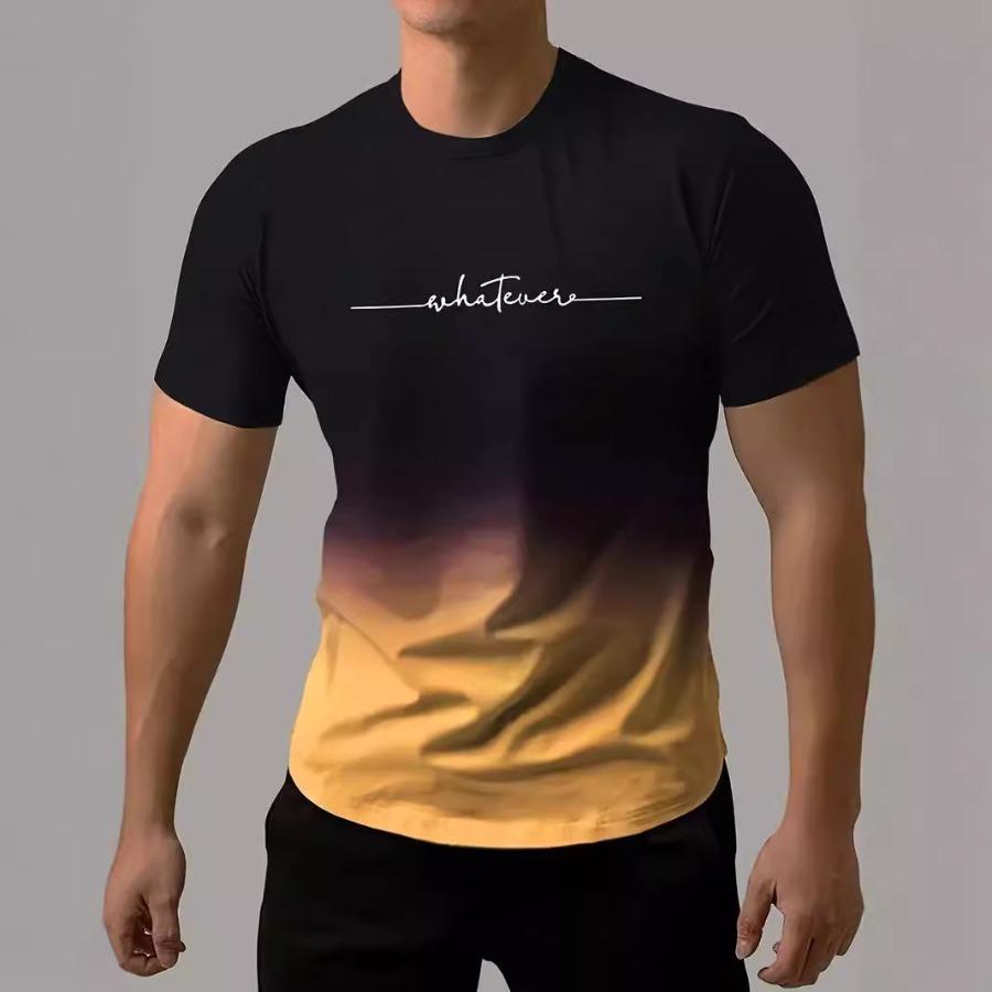 Большие размеры Мужская футболка 3D-принтованные футболки Мужские простые градиентные модные трендовые футболки с коротким рукавом Повседневная летняя одежда