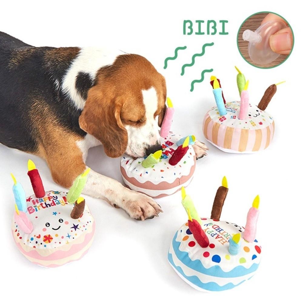 New Birthday Cake Dog Bite Resistant Interactive Sound Making Puppy Teething 16cm Gnaw Party Decor