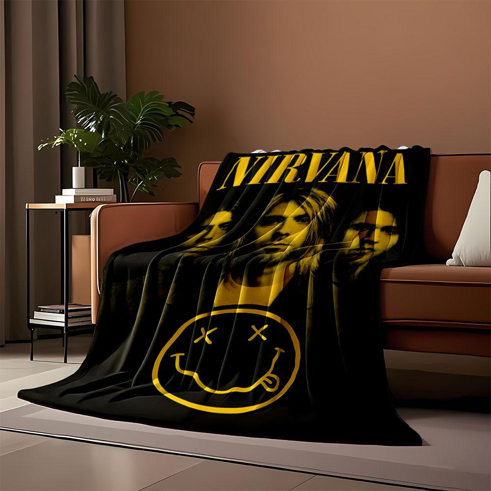 Nirvana Band Graphic Blanket print blanket soft and cozy perfect for the living room bed sofa or a nap,gift