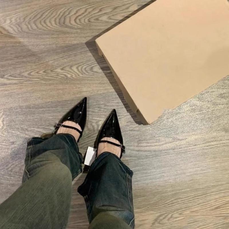 Черные туфли на высоком каблуке для женщин, летние туфли-лодочки из кожи с острым носком, сексуальные туфли с открытой пяткой и небольшим носком для сандалий