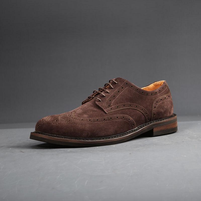 Мода Новый Стиль Повседневные Деловые Туфли из Натуральной Кожи Коровья Замша На шнуровке Повседневные Джентльменские Броги С резным узором Свадебные Туфли